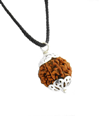 SHIVOHAM 4 Mukhi Silver Cap Rudraksha Silk Dori Locket