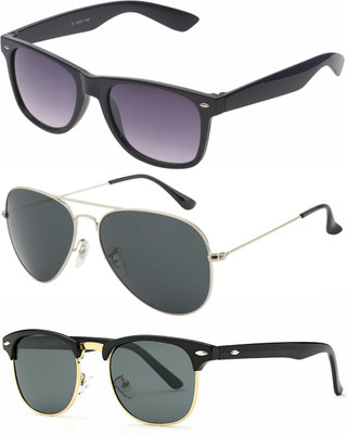 

Azmani Wayfarer, Clubmaster, Aviator Sunglasses(Black)