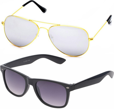 

Azmani Wayfarer, Aviator Sunglasses(Orange, Black)