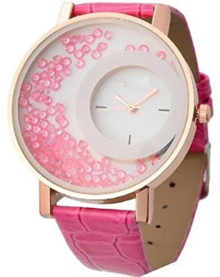 Maan International Pink Leather Movable Beads White Dial Watch  - For Women   Watches  (Maan International)