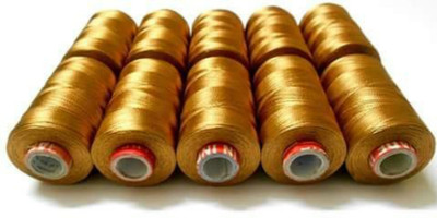 

AM AM Silk Thread Desert Gold, Shiny 10 Spools for Embroidery / Bangle-jhumka-jewellery making, Handicrafts