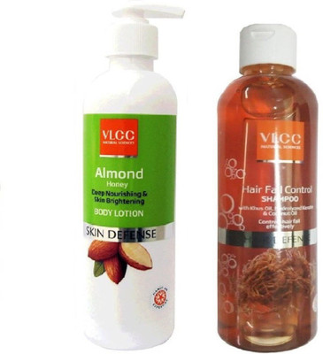 

VLCC COMBO KIT OF ALMOND BODY LOTION (350ML) & HAIR FALL CONTROL SHAMPOO (350ML)(Set of 3)