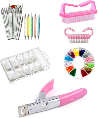 

Kelley Nail Art Tools Brushes 15 Pieces & Dotting Pen 5 Pieces For Women Girls Fingernail Decoration Art Design Painting Drawing With French White 100 Assorted Nail Tips With 3D Acrylic Decoration Glitter Rhinestones And Nail Art Edge Cutter Uv Acrylic Fa