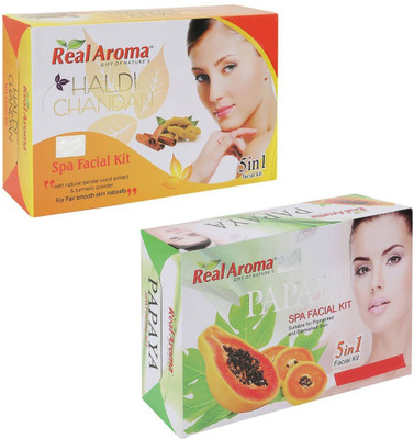 

Real Aroma Haldi Chandan Papaya Facial Kit 740 g(Set of 2)