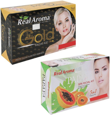 

Real Aroma 24Ct Gold Papaya Facial Kit 740 g(Set of 2)