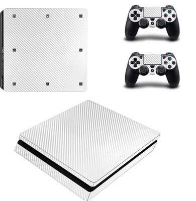 

TCOS Tech Carbon Fiber Skin Sticker Cover For PS4 Slim Console & 2 Controllers Gaming Accessory Kit(White, For PS4)