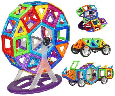

Emob 52 Pcs Mag-Magic Creativity Theme Brain Development Magnetic Game Educational 3D Blocks Set Toy With Music & Light(Multicolor)