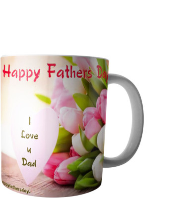 

RD Love you Dad Flowery design Ceramic Mug(300 ml), White