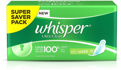 

Whisper Ultra Clean L Wings Sanitary Pad(Pack of 30)