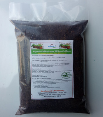 Midgules Enriched Vermicompost – 100% Organic ( With Neem Cake & Compost) i Soil Manure(1.2 kg Powder) available at flipkart for Rs.170