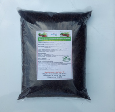 

Midgules Enriched Vermicompost – 100% Organic ( With Neem Cake & Compost) d Soil Manure(4.2 kg Powder)