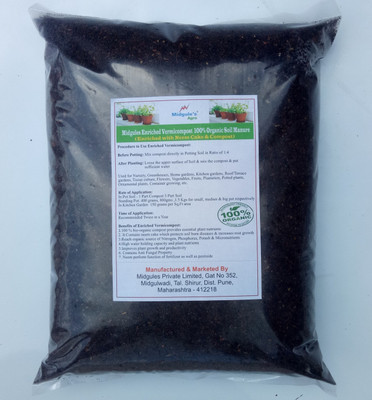 

Midgules Enriched Vermicompost – 100% Organic ( With Neem Cake & Compost) l Soil Manure(8 kg Powder)