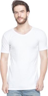 

Tinted Solid Men's Turtle Neck White T-Shirt