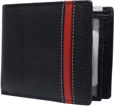 GetSetStyle Men Black Genuine Leather Wallet(6 Card Slots)