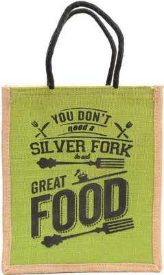 

Goyma Desiner Organic Green Color Waterprooof Jute Lunch Bag Lunch Bag(Green, 10)
