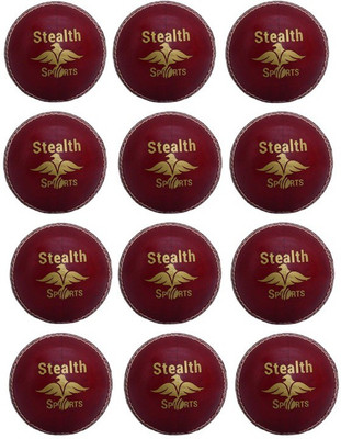 

stealth sports star Cricket Leather Ball(Pack of 12, Red)