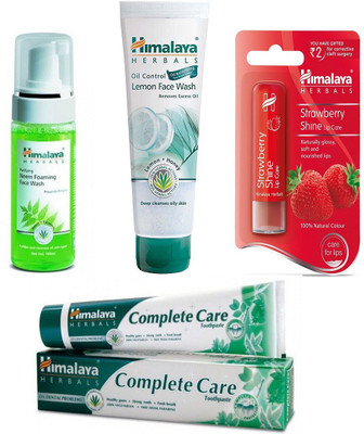

Himalaya neem foming face wash, lemon face wash, lip balm, tooth poaste(Set of)
