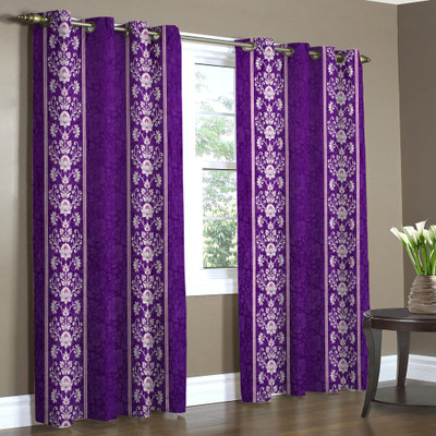 

Home Candy 212 cm (7 ft) Polyester Door Curtain (Pack Of 2)(Floral, Purple)