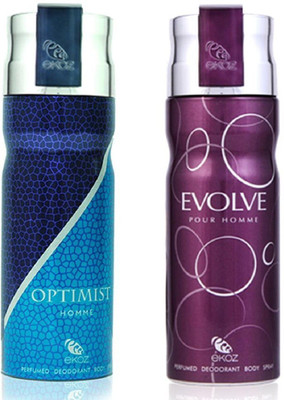 

Ekoz OPTIMIST + EVOLVE Deodorant Spray - For Men(200 ml, Pack of 2)