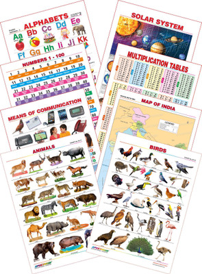 

Spectrum Kid's 1st Learning Charts [S] : Set 24 (English Alphabets, Numbers 1 - 100, Solar System, Multiplication Tables, Map of India, Animals, Birds & Means of Communications)(Multicolor)