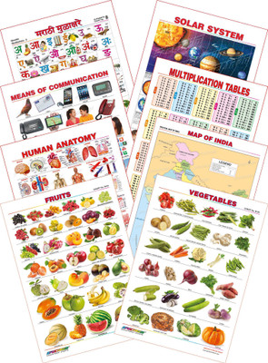 

Spectrum Kid's 1st Learning Charts [S] : Set 23 (Marathi Mulakshare, Solar System, Multiplication Tables, Human Anatomy, Map of India, Fruits, Vegetables & Means of Communications)(Multicolor)