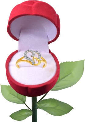 VIGHNAHARTA Alloy Cubic Zirconia Gold Plated Ring