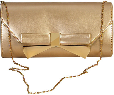 AZEEZ Girls Evening/Party Gold PU Sling Bag