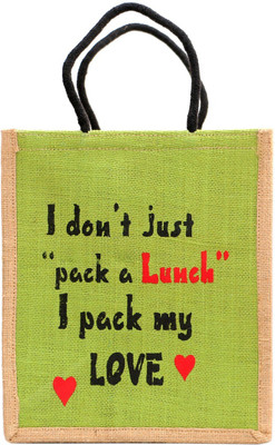 

Goyma Desiner Organic Green Color Waterprooof Jute Lunch Bag(Green, 10)