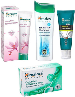 

Himalaya fairness cream, anti dandruff shampoo, lemon face wash, soap(Set of)
