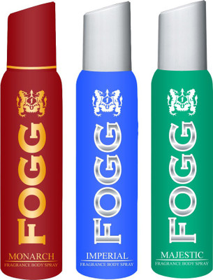 

Fogg FOGG MONARCH DEODORANT + MAJESTIC DEODORANT + IMPERIAL DEODORANT (All for Men & Women) Body Spray - For Men & Women(120 ml, Pack of 3)