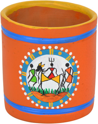 

Hind Hastkala 1 Compartments Terracotta Pen holder(Orange)