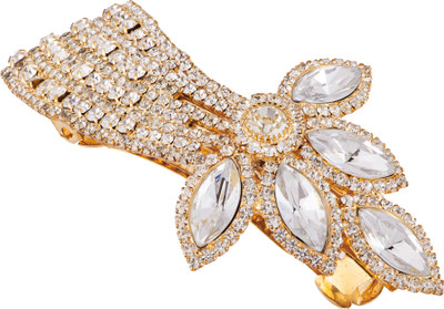 

AccessHer Designer studded back clip barette Hair Pin(Gold)