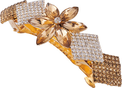 

AccessHer Designer studded back clip barette Hair Pin(Gold)