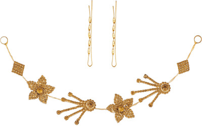 

AccessHer Stone Studded wedding and Party Fancy Premium Quality Tiara With Bobby Pins Hair Accessory Set(Gold)