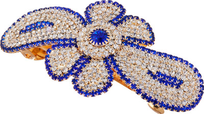 

AccessHer Designer studded back clip barette Hair Pin(Gold)