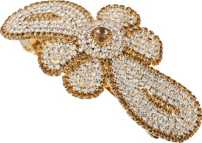 

AccessHer Designer studded back clip barette Hair Pin(Gold)