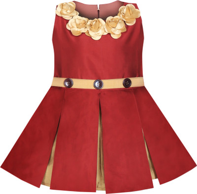 

mkb Girls Midi/Knee Length Party Dress(Maroon, Sleeveless