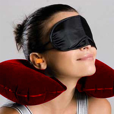 

Sphiron Travel Freak Smart Travel Essentials Neck Pillow & Eye Shade(Red, Black), Black;red