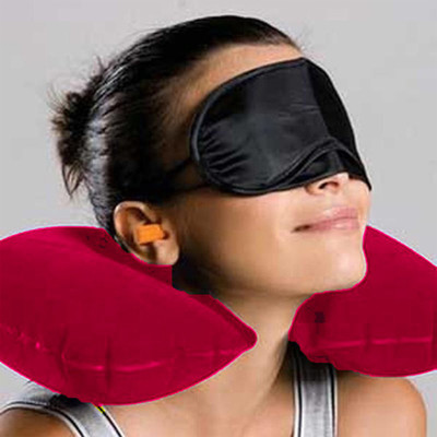 

Sphiron Travel Freak Smart Travel Essentials Neck Pillow & Eye Shade(Pink, Black), Black;pink