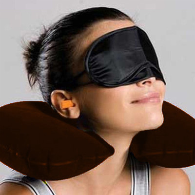 

Sphiron Travel Freak Smart Travel Essentials Neck Pillow & Eye Shade(Brown, Black), Black;brown
