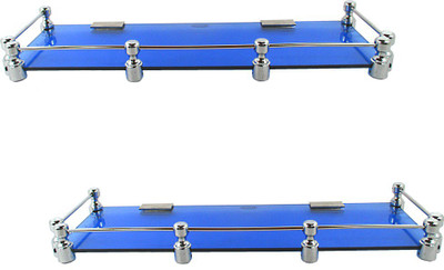 

RoyaL Indian Craft Pivot Bracket 18 by 5 INCH Set of Marvelous Blue Glass Wall Shelf(Number of Shelves - 2, Blue)