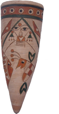 

Rasoh village hand artz decorative made in india V-shaped wall hanging vase Decorative Showpiece - 28 cm(Terracotta, Multicolor)