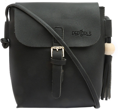

Pepgirls Girls Casual Black Leatherette Sling Bag