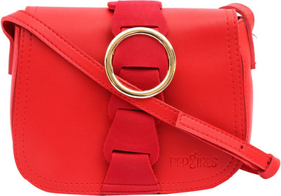 

Pepgirls Girls Casual Red Leatherette Sling Bag