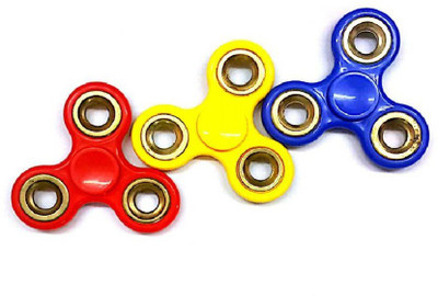 

Krypton Red Yellow Blue Fidget Spinner Pack OF 3 Metal Gold Ring In the side wings Fast spin Toy(Multicolor)