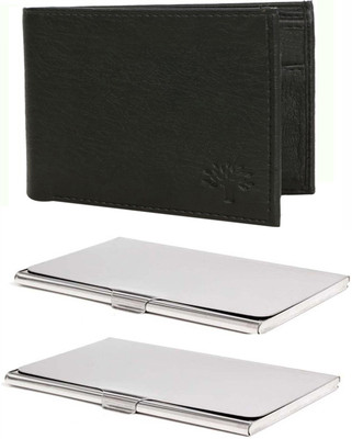 

SOI Men Black, Silver Artificial Leather Wallet(5 Card Slots)