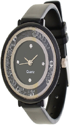 

Miss Perfect Black Diamond Gift Girls Pu Analog Women Watch Watch - For Women