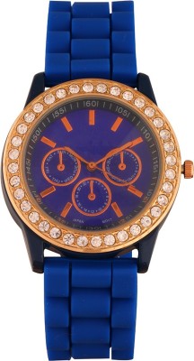 Merchanteshop Geneva Blue Diamond Studded Silicon Watch  - For Girls   Watches  (Merchanteshop)