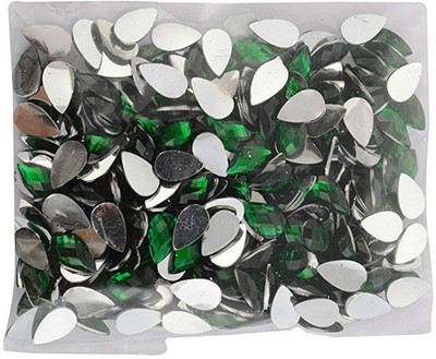 

AM Drop Shape Crystal Edged Green Stones/Kundans for Jewellery Making/Decorating & Crafts. Pack of 400 Stones - Green