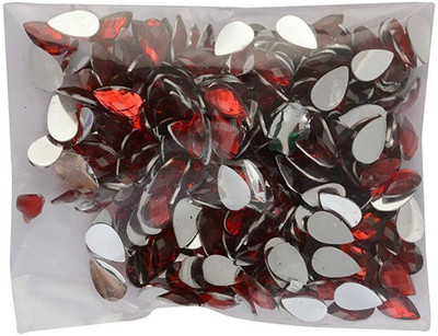 

AM Drop Shape Crystal Edged Red Stones/Kundans for Jewellery Making/Decorating & Crafts. Pack of 400 Stones - Red
